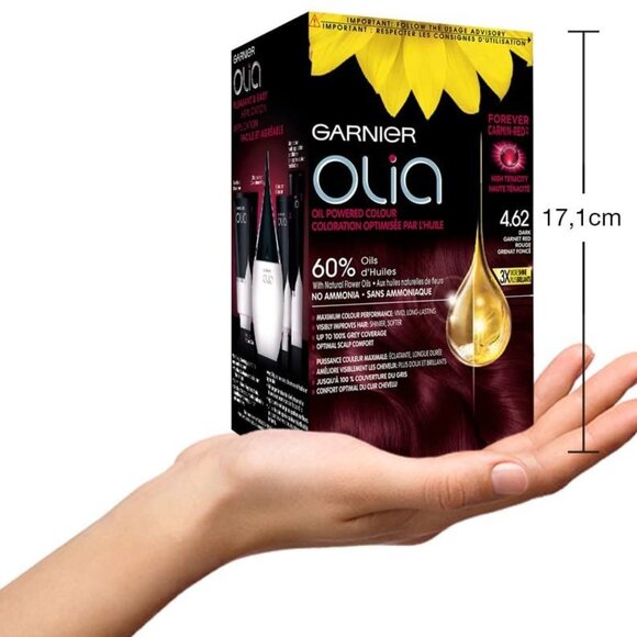 Garnier Olia Permanent Oil Powered Hair Color, 4.62 Dark Garnet Red - Picture 7 of 8